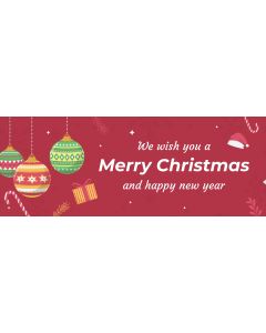 2400mm x 900mm Christmas Red Design PVC Banner